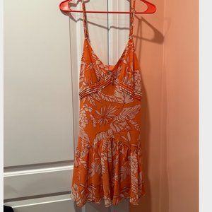 Orange floral summer dress
